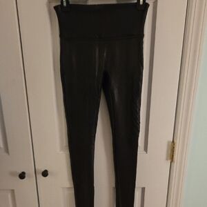 SPANX Black High-Waisted Faux Leather Leggings